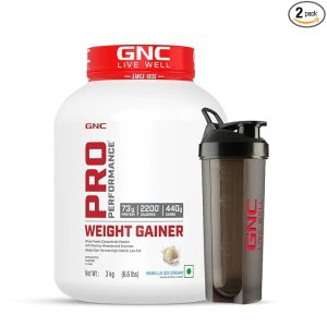 gnc pro performance weight gainer & black shaker (vanilla ice cream, 3 kg with shaker)