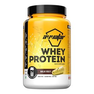 avvatar whey protein | 1kg | malai kulfi flavour | 28g protein | 29 servings | isolate & concentrate blend