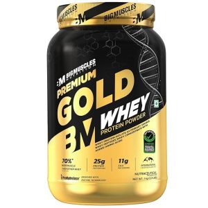 bigmuscles nutrition premium gold whey [1kg] | informed choice uk certified | isolate whey protein blend | 25g protein | 11g eaa | prohydrolase enzyme technology [rich chocolate]
