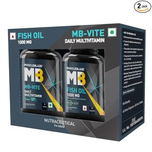 muscleblaze mb vite daily multivitamin with 51 ingredients & 6 blends (60 tablets) & omega 3 fish oil 1000 mg (60 capsules)|with 180 mg epa & 120 mg dha|combo pack,2 coun