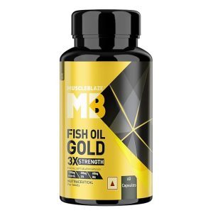 muscleblaze omega 3 fish oil gold (60 capsules) | 1300mg omega 3 with 500mg epa & 400mg dha