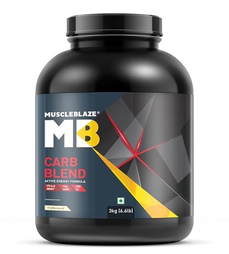 muscleblaze carb blend powder, unflavoured (40 servings, 3kg / 6.6lbs) | active energy formula